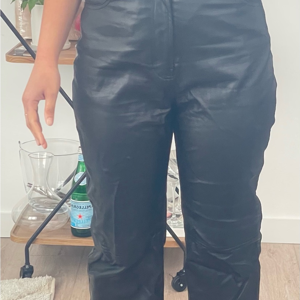 House of CB Black Straight-Leg Faux Leather Pants